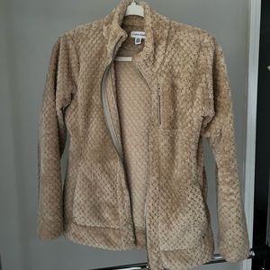 Calvin Klein size small tan fuzzy zip up jacket